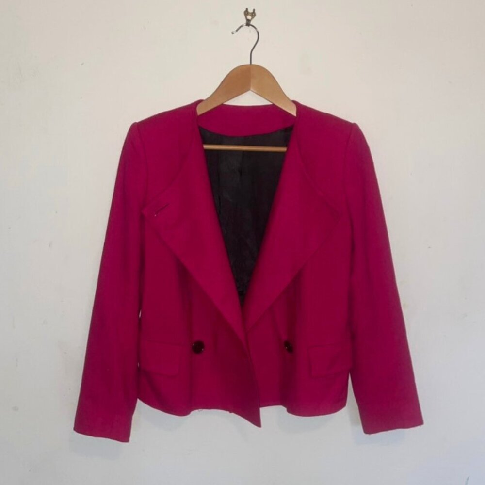 Jim Baldwin Manchester Wool Suit Jacket in Vibrant Pink, Size: 6